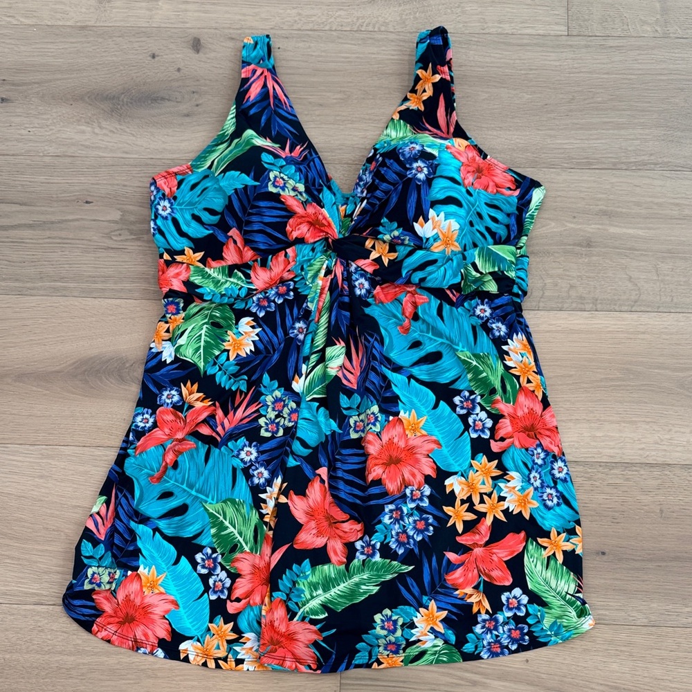 NWOT Swim 365 Swim Suit For All Tropical Floral Twist Women's Plus 24 Swim Dress